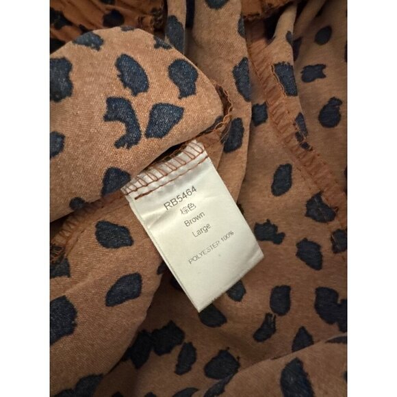 Brown Leopard Print Wide Leg Flowy Pants Size L - Picture 3 of 3